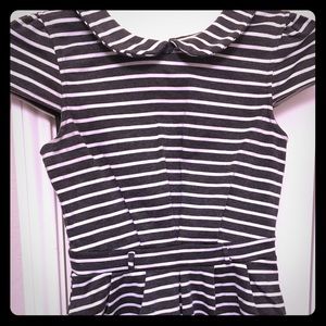 Darling Grey & White Stripe Peplum Top